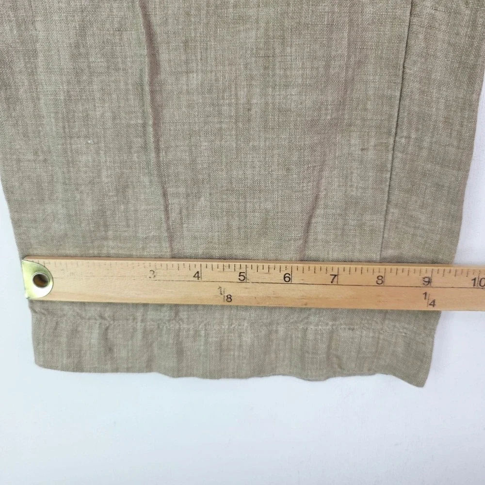 Banana Republic Mens 36X34 Fit 36X33 Tan 100% Linen Pants Flat Front Relaxed Fit